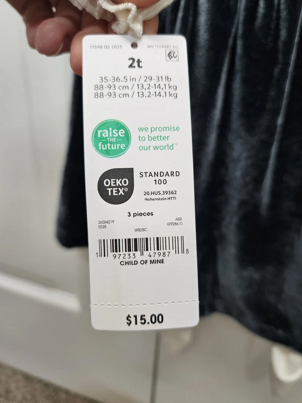 Carter's Black Velvet Pinafore Dress w Bow-Print Top and Cream Tights NWT